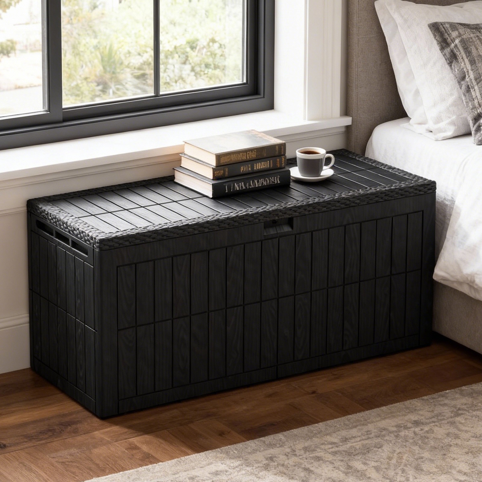 WaterProof 220 Gallon Resin Outdoor Storage Box with Lockable for Garden Patio