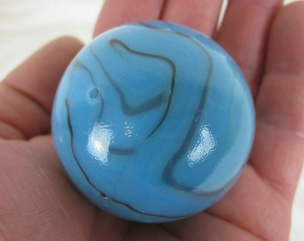 TOE BREAKER 50mm (2") BRONTOSAURUS Blue Swirl Marbles glass Toebreaker HUGE