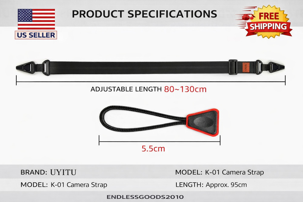 Quick-Release Adjustable Camera Neck Strap for DSLR/SLR/Mirrorless Cameras Black