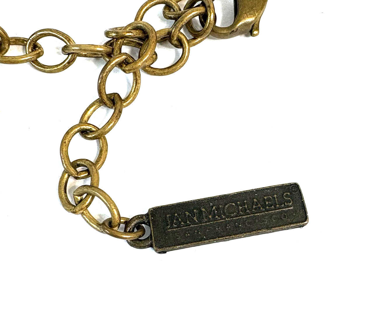 Jan Michaels Necklace Antiqued Brasstone Chunky Pendant Ethnic Boho Artisan