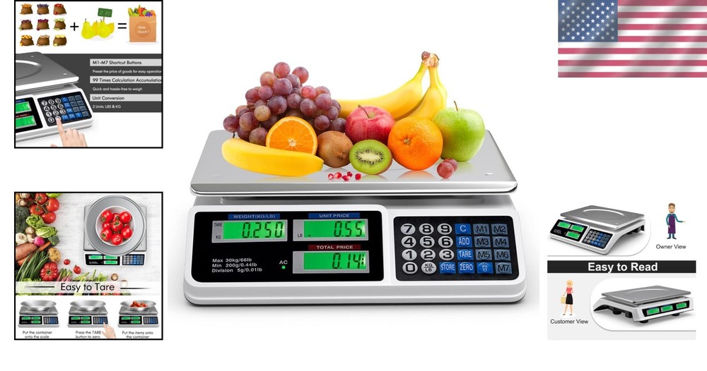 Compact Mini Food Scale 66 LB with Waterproof Platform & Quick Lb/Kg Conversion