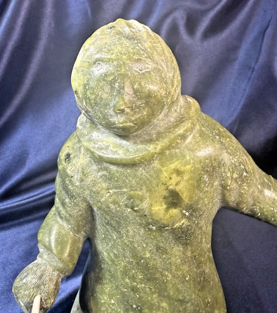 Inuit Tribal Soapstone/Serpentine Hand Carved Signed Sculpture, a Hunter Canada