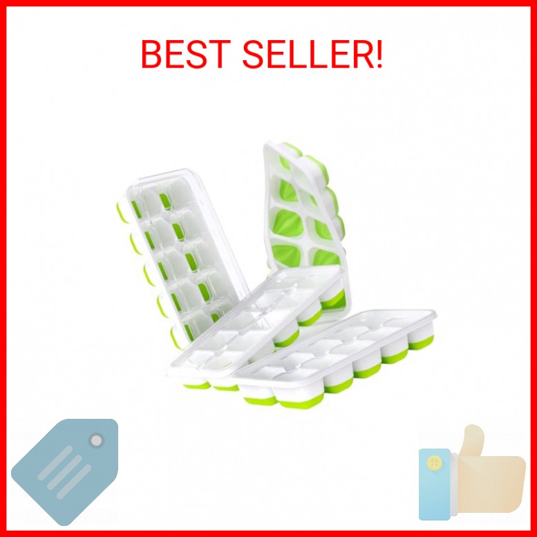 DOQAUS Ice Cube Tray with Lids - 4 Pack Stackable Silicone Ice Trays for Freezer