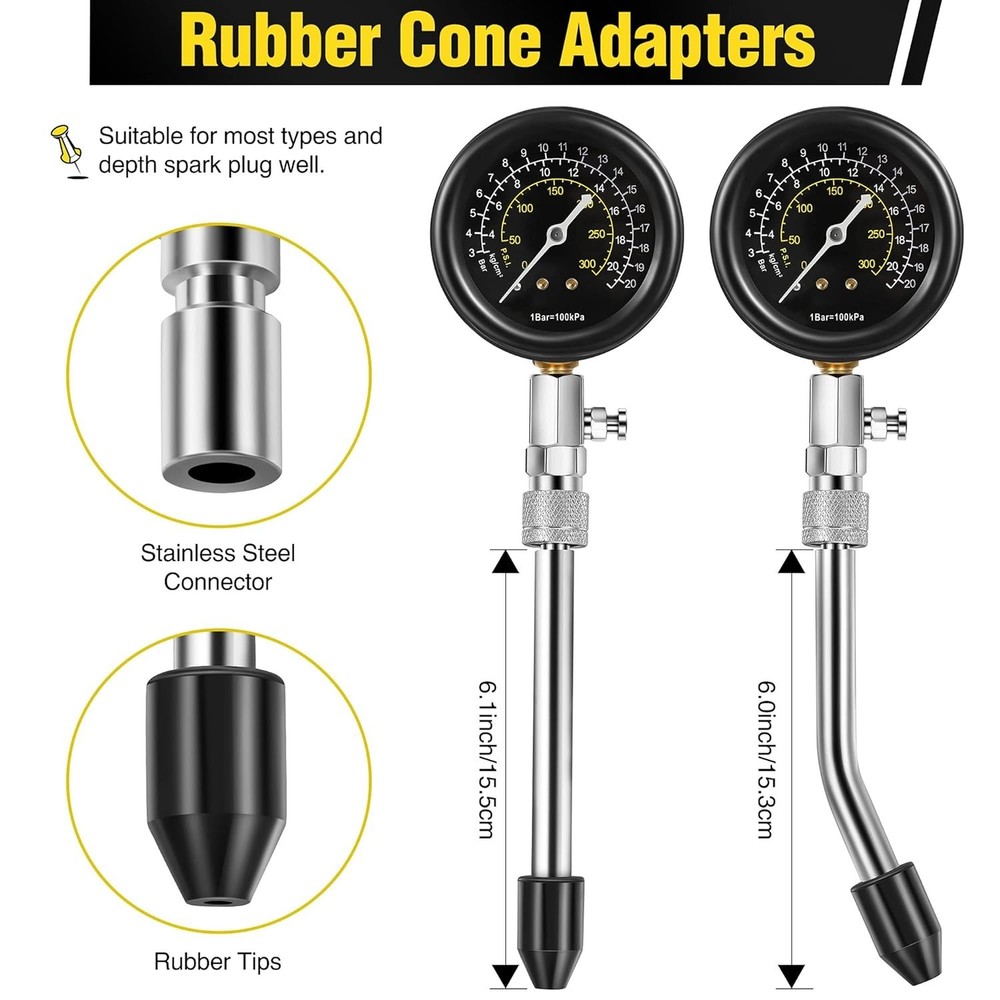 Universal Engine Testing Tools with Cylinder Pressure Gauge