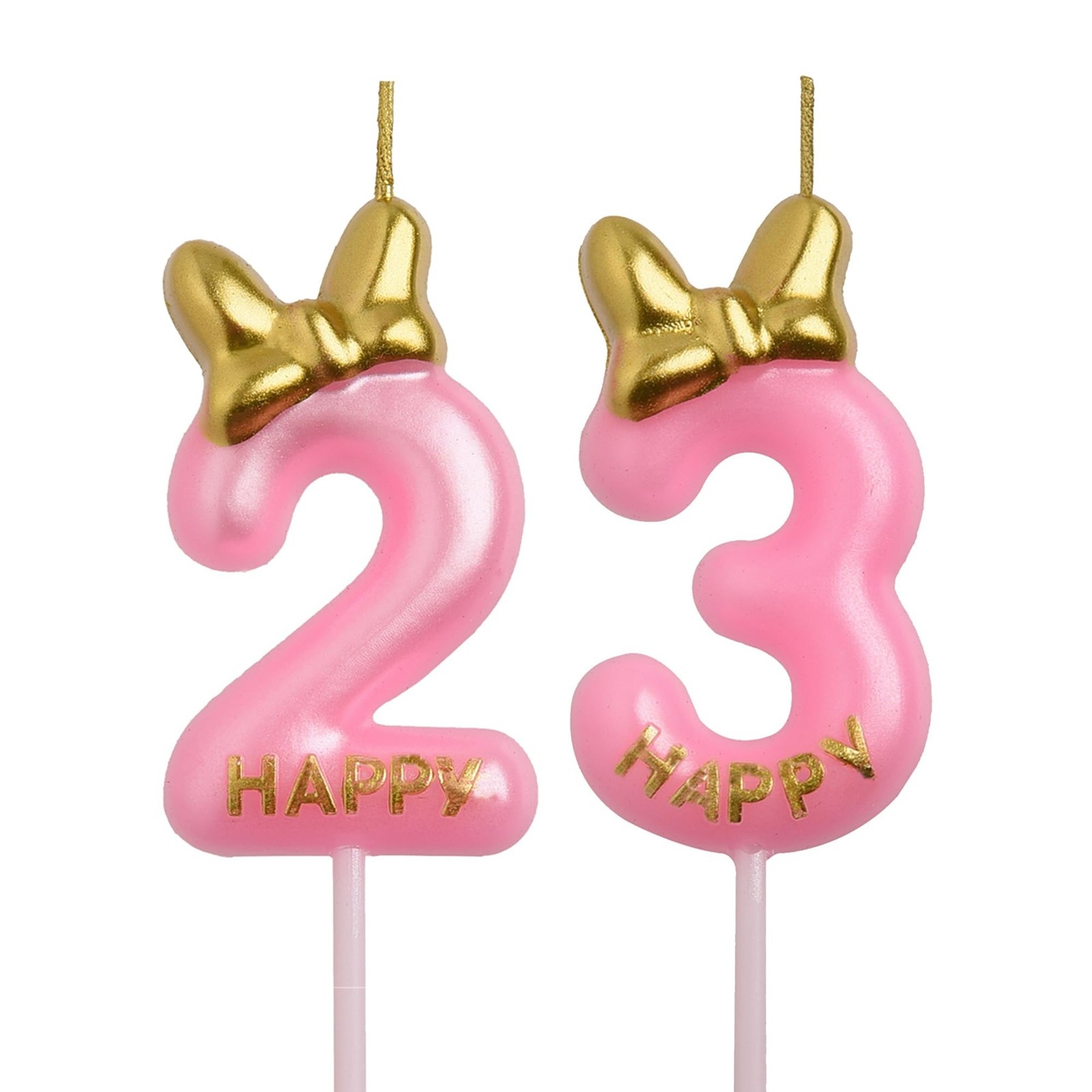 23rd 32nd Birthday Candles, Pink 32 23 Year Old Cake Topper Cute Number Birth...