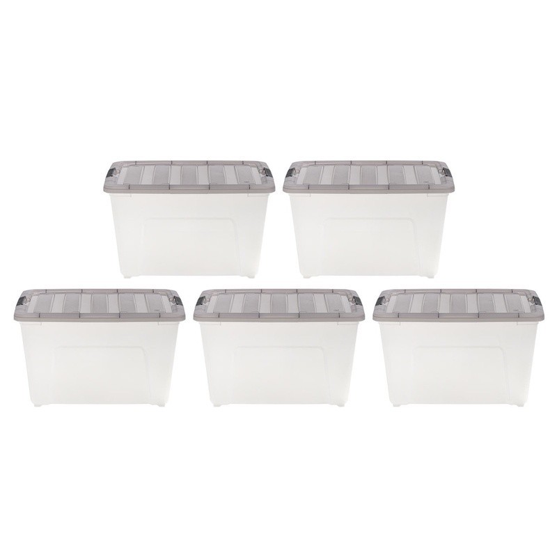 53 Qt. Plastic Storage Bins with Lids Stackable Storage Containers Totes 5 Pack
