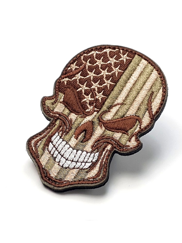 Skull US Dirty-Green - Embroidered Patch - Hook and Loop - Morale Patch