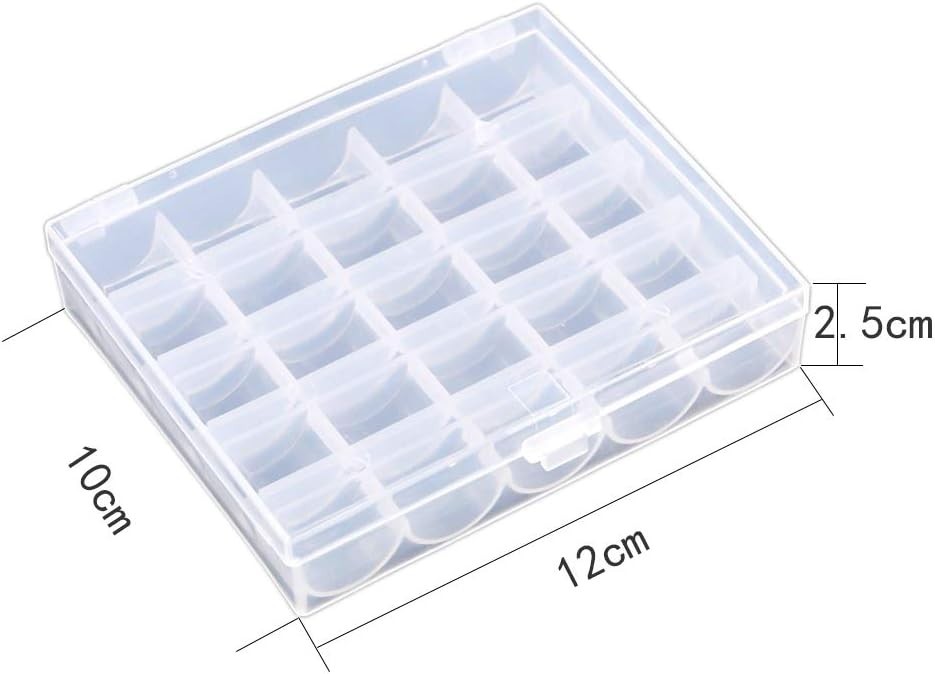 2 Pack 25 Slots Empty Bobbin Spool Box Plastic Storage Case for Sewing Machine