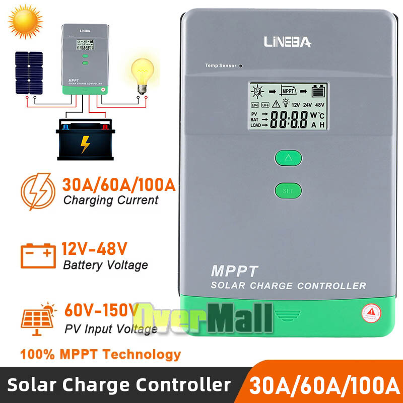 12/24V/36V/48V 100A MPPT Solar Charge Controller Panel Battery Regulator 5200W