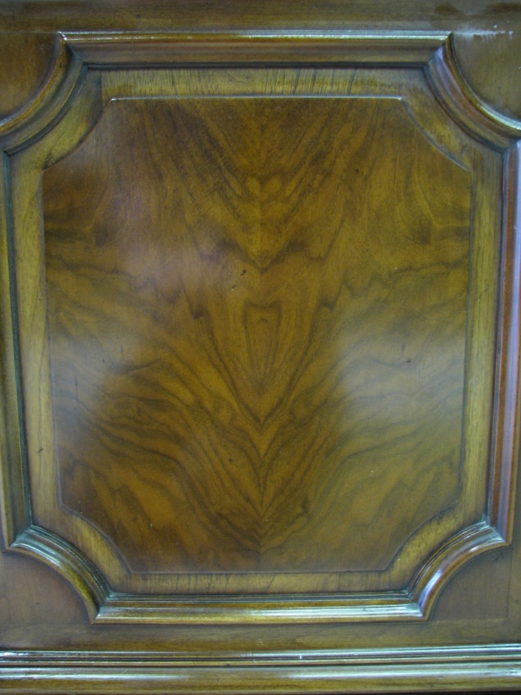 Karges Louis XVI Style Server With Dramatic Patterned Walnut Veneers & Flip Top