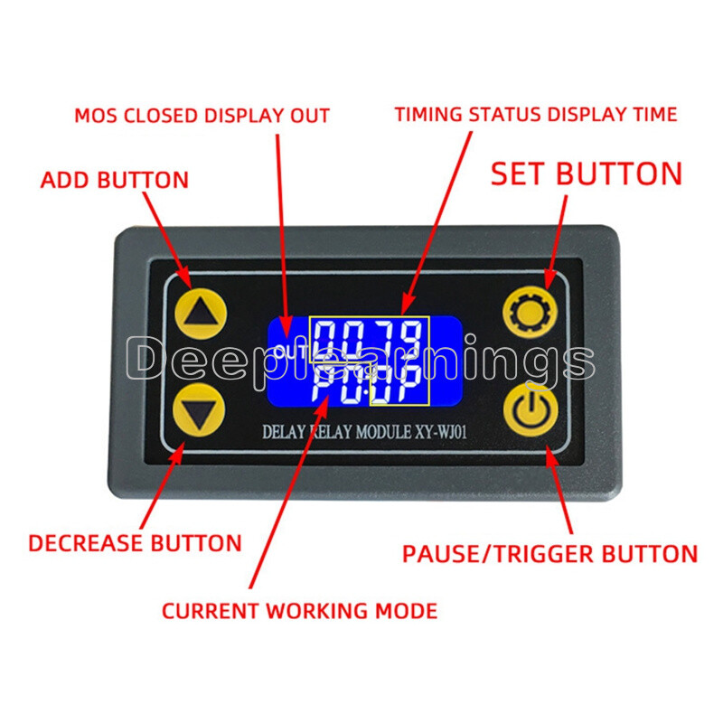 DC 6-30V multifunctional trigger delay cycle timing MOS tube control 5V 12V 24V