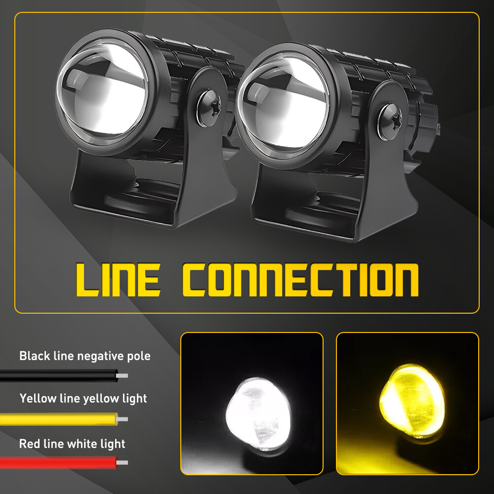 2x Motorcycle LED Headlight Fog Driving Spot Auxiliary Light Lamp Yellow White