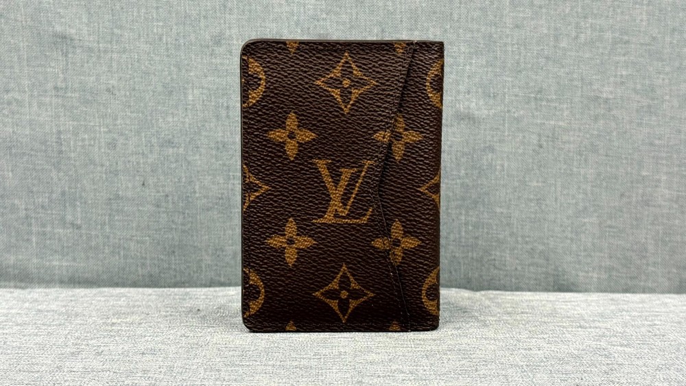 LV Louis Vuitton Pocket Organizer Monogram Eclipse Brown