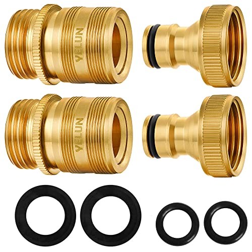 Garden Hose Quick Connect Solid Brass 3/4" GHT External Thread Easy 2 SETS