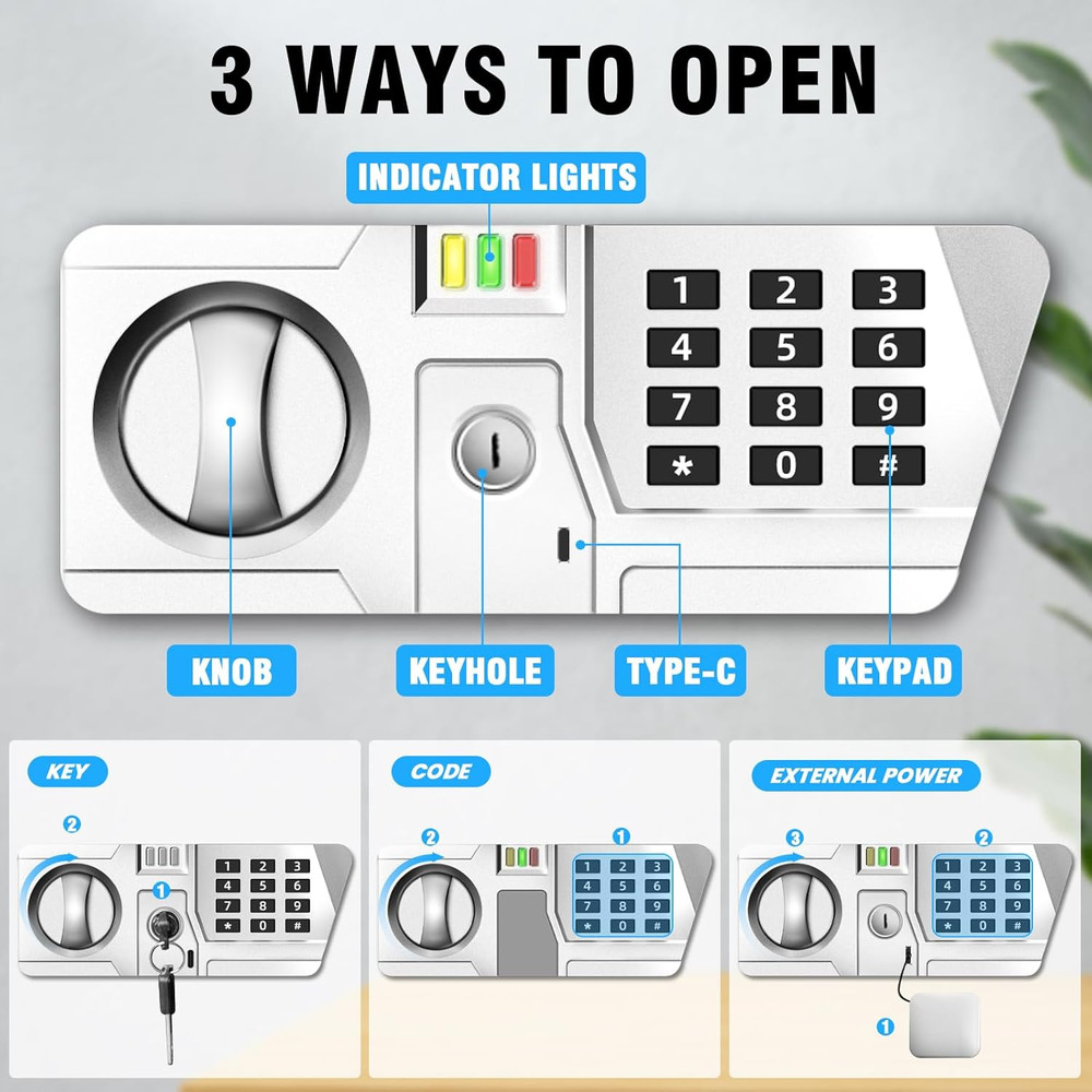 1.5 Cu Ft Small Fireproof Safe Box for Home Documents with Type-C External Power