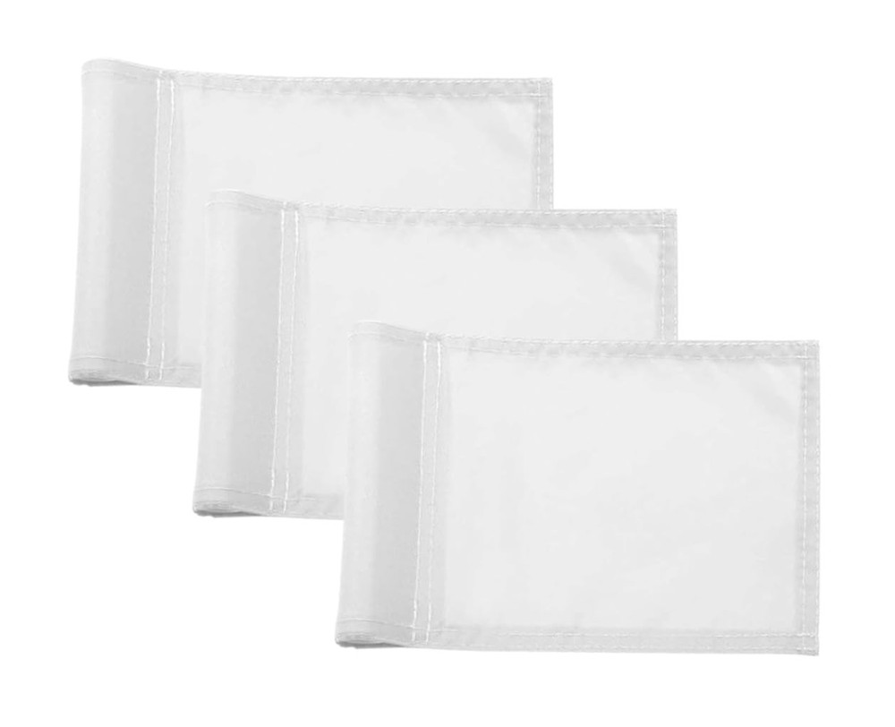 Set 3X Single Sided 8x6 Inch Solid White Golf Polyester Flag - Mini Putting G...