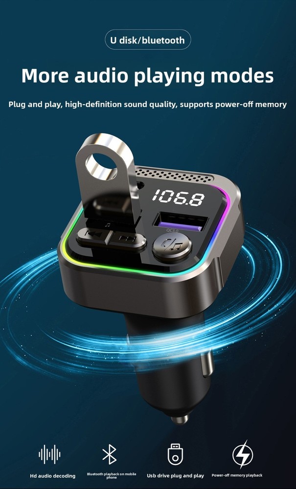 Aluminum Alloy Car Bluetooth MP3 Player FM Transmitter PD Fast Charging