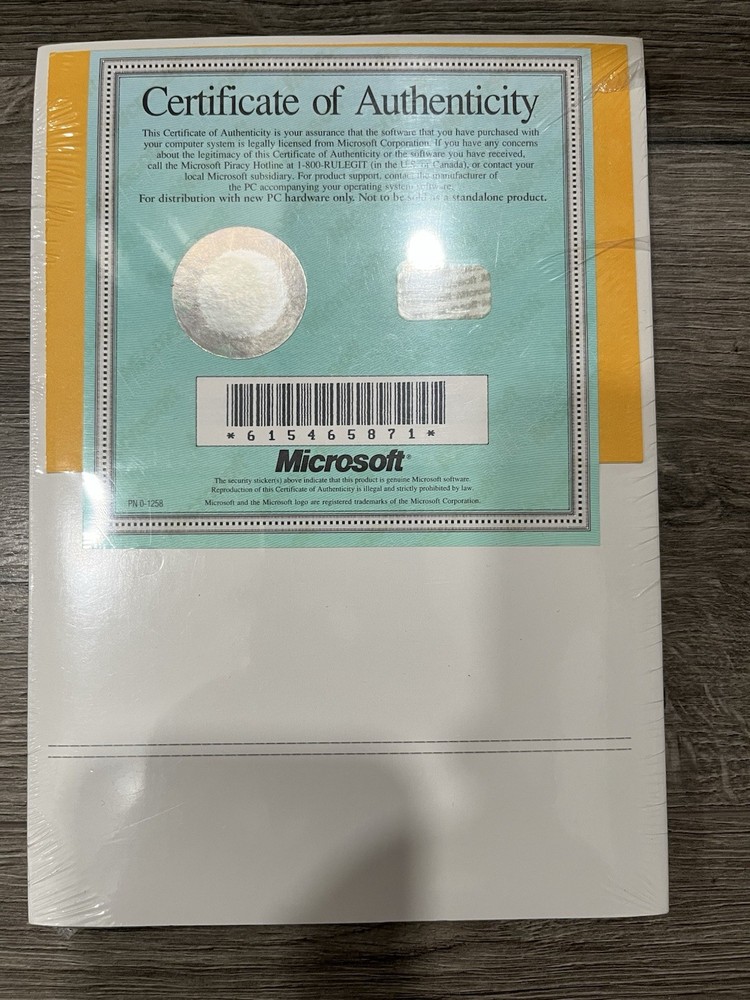 New Sealed Microsoft Windows User’s Guide Manual Book ONLY NO Disk COA