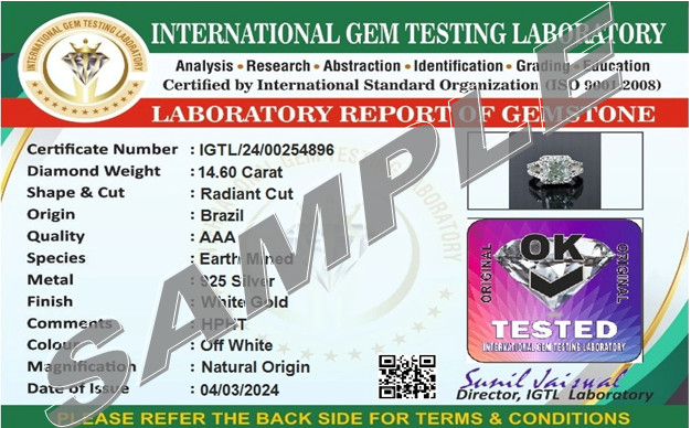 4.00 Ct Certified Emerald Cut Natural White Diamond Ring VVS1 White Gold Finish