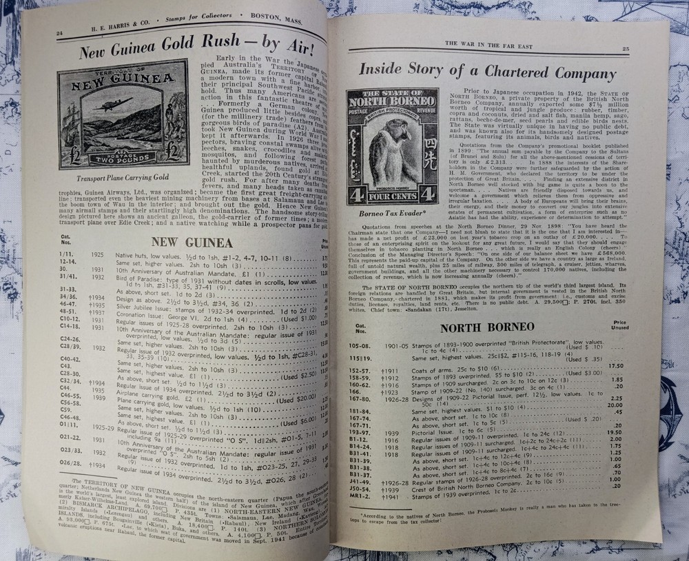 Vintage 1942 H. E. Harris & Co. "The War In The Far East" Stamp Catalog