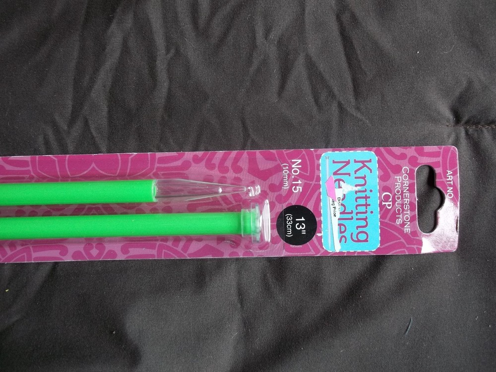 Cornerstone Products single point knitting needles, plastic, size 15, 13"