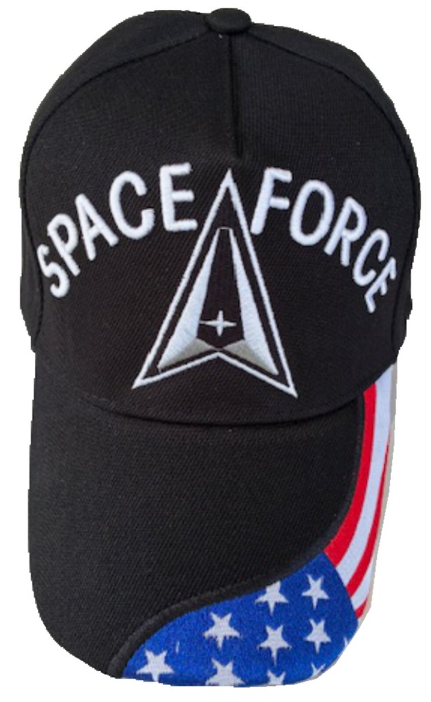 Space Force, emblem,  flag on bill, black hat