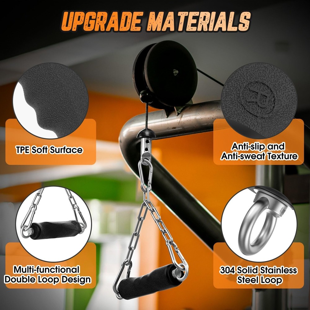 Lat Pull Down Machine Attachment, Tricep Rope Cable Attachment for Gym Cable ...