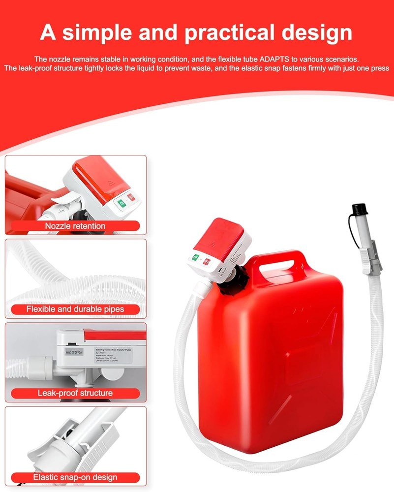 For Saker Sakerplus Transfer Pump, Portable 3.2GPM,Battery&USB red
