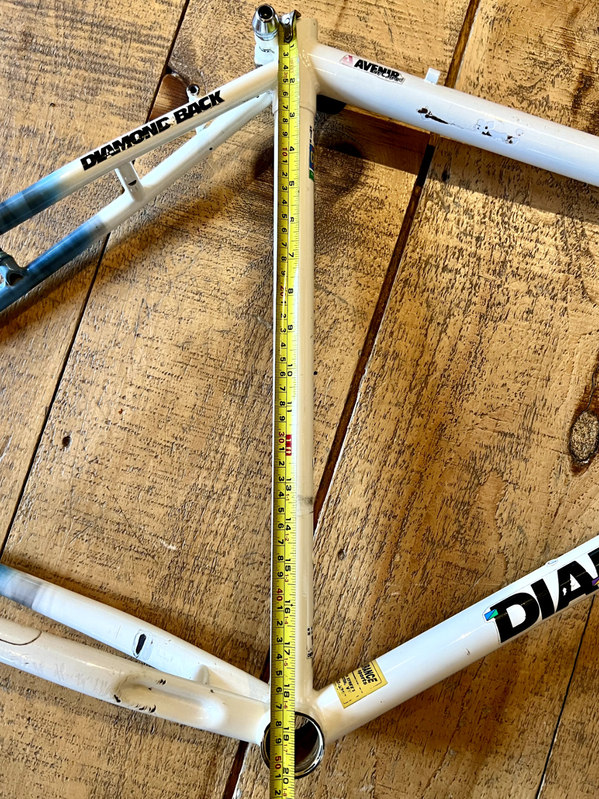 Vintage 90s Diamondback Ascent EX 19.5" Steel Mountain Bike Frame White Blue Mix