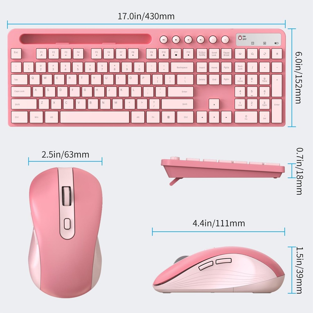 Wireless Keyboard and Mouse Combo, 2.4G Ergonomic Wireless Computer Keyboard ...
