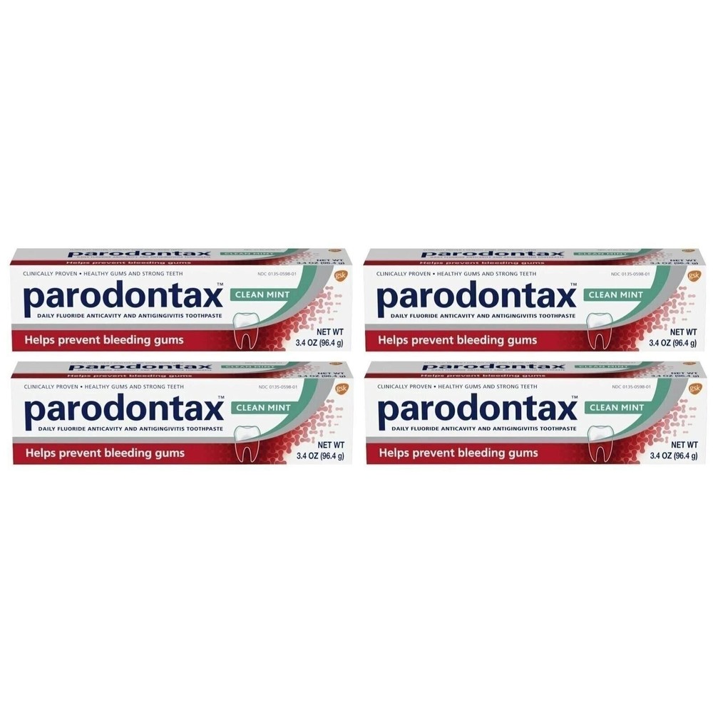 4 Pack Parodontax Clean Mint Toothpaste for Bleeding Gums 3.4oz Each