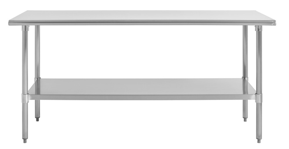 Kratos Stainless Steel Kitchen Prep Table 72"x30" with Undershelf, NSF Worktable