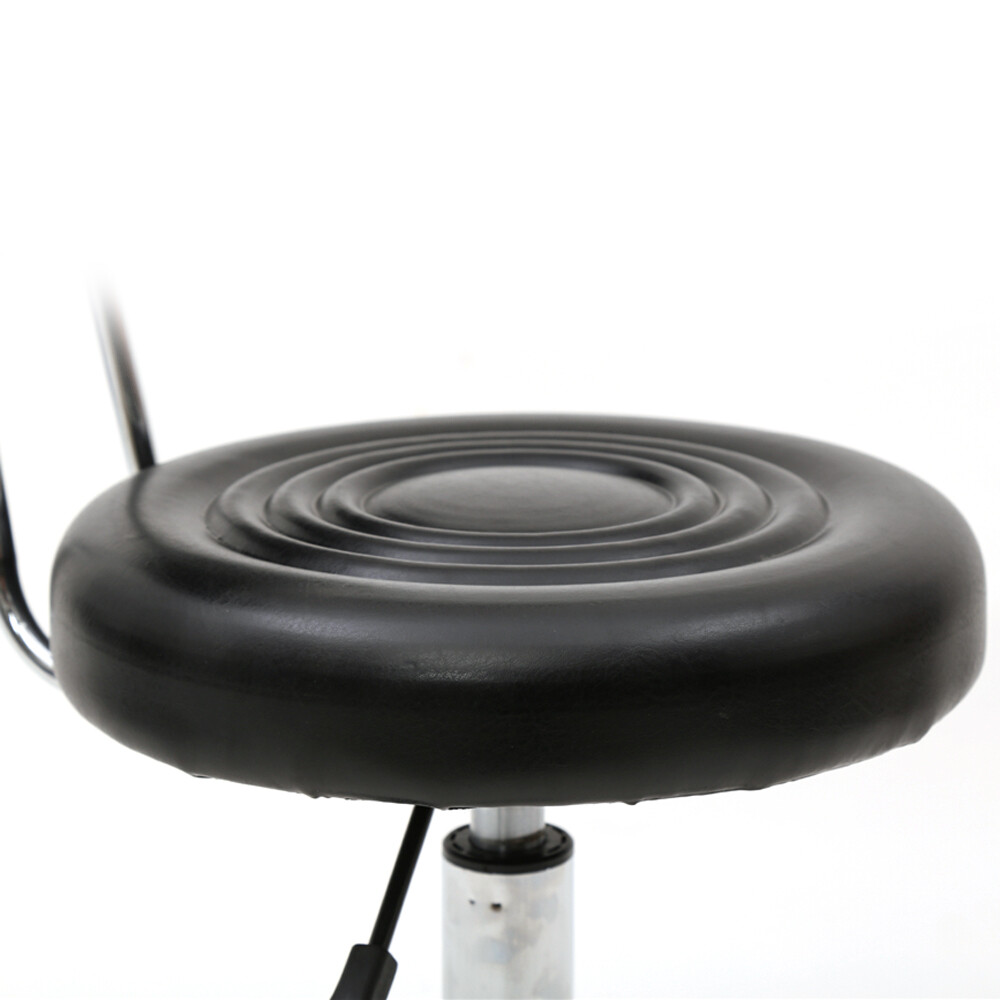 New Round Shape Adjustable Salon Stool with Back and Line Black --