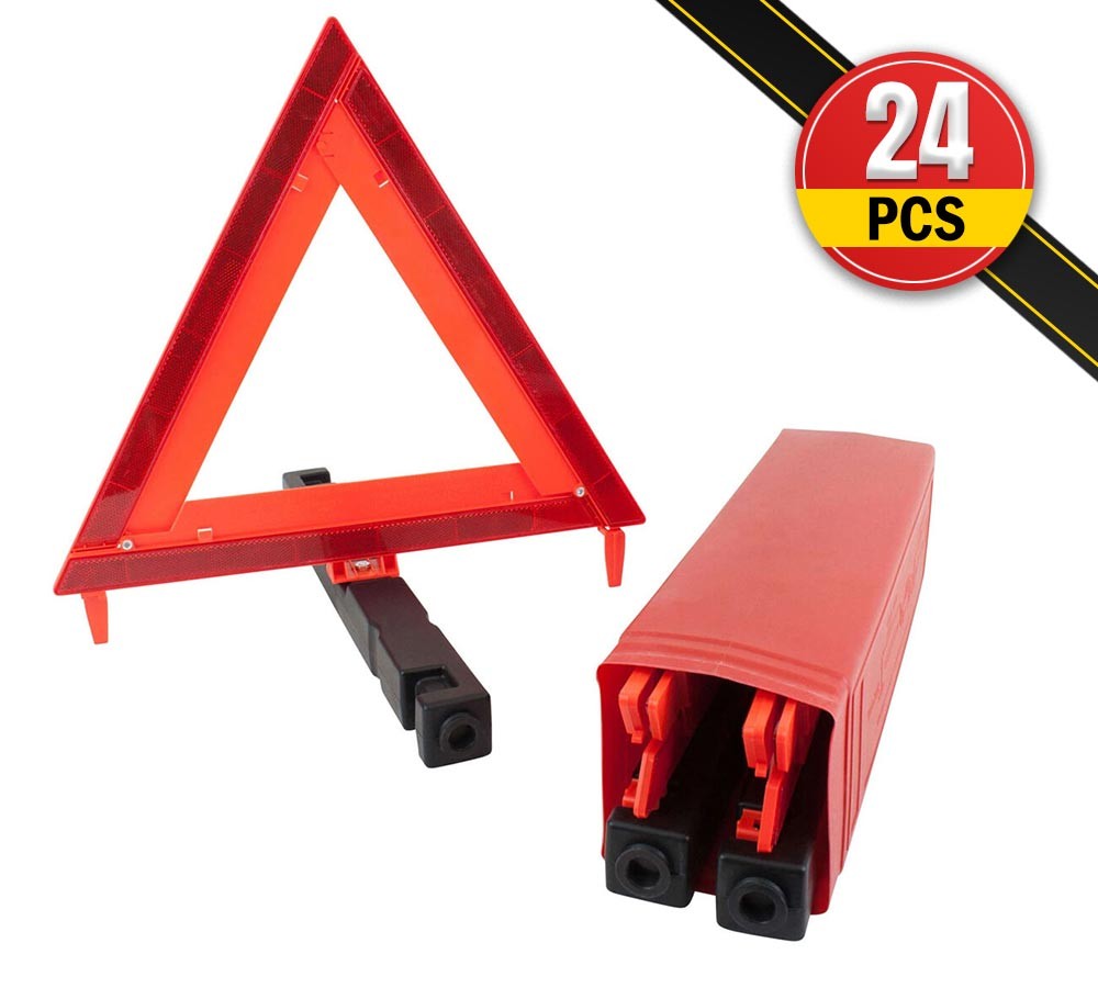 (8 Pack) Warning Triangle Reflector Kit, 3-Piece Set, 17” Sides – DOT Approved