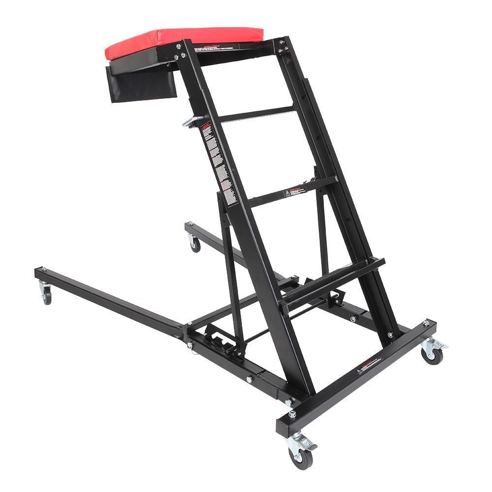 Foldable Topside Creeper 400Lbs Adjustable Height Movable Black w/ 4 Wheels