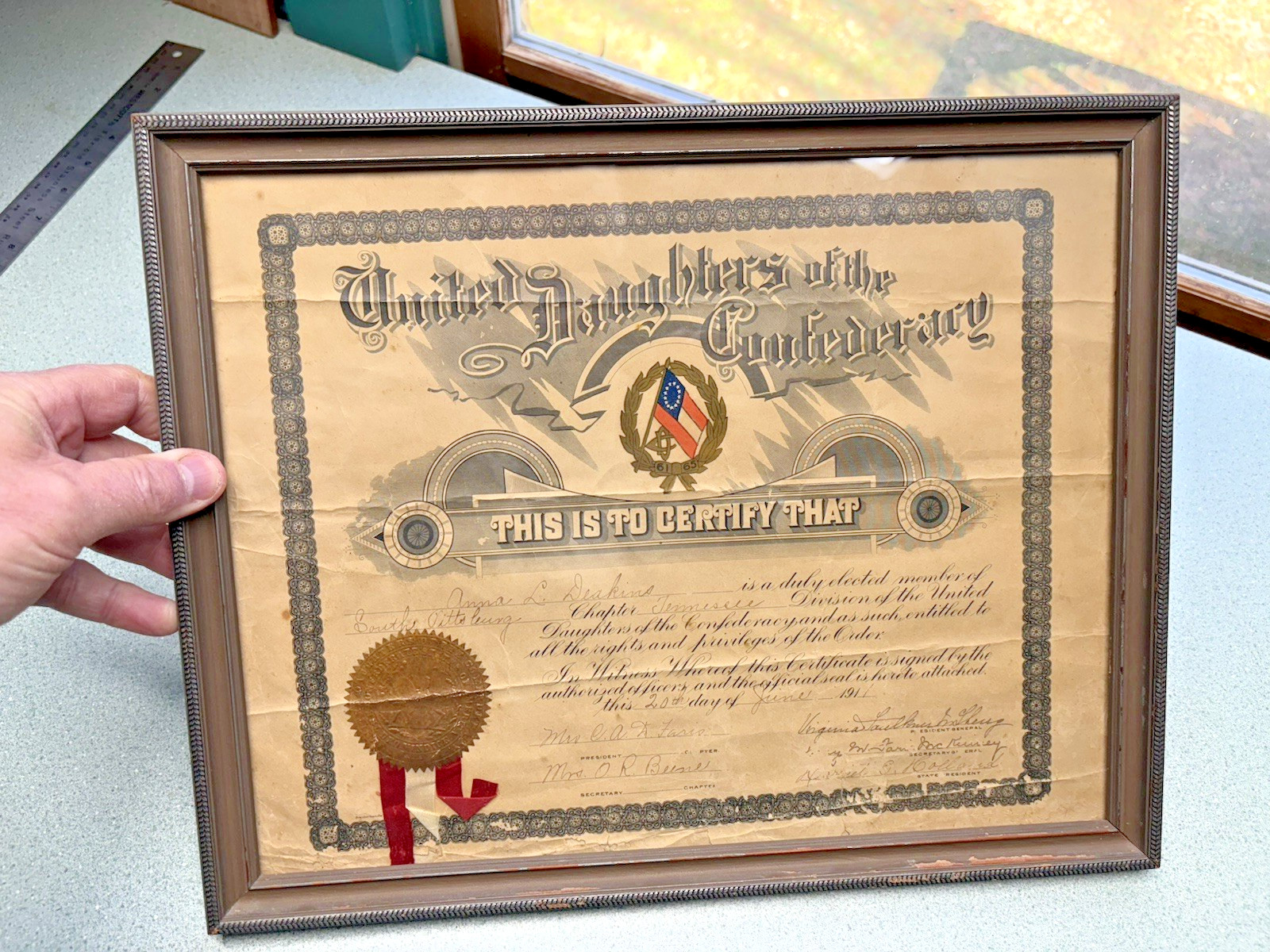 United Daughters of The Confederacy membership Tennessee History framed 1911