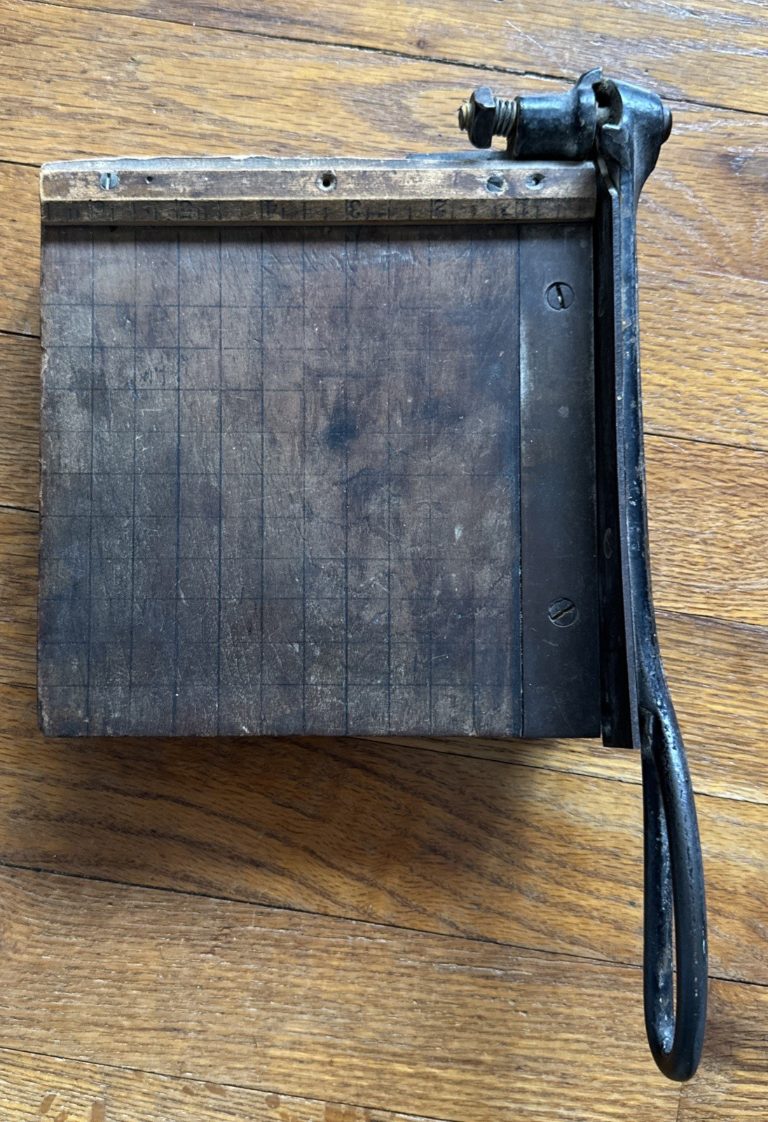 Vintage Wood Small Photo Paper Cutter 6" x 7" - Blade Needs Sharping