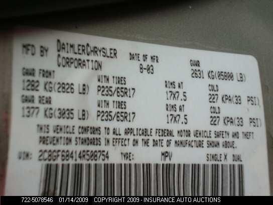 Speedometer Cluster MPH Without Navigation Display Fits 04 PACIFICA 69339