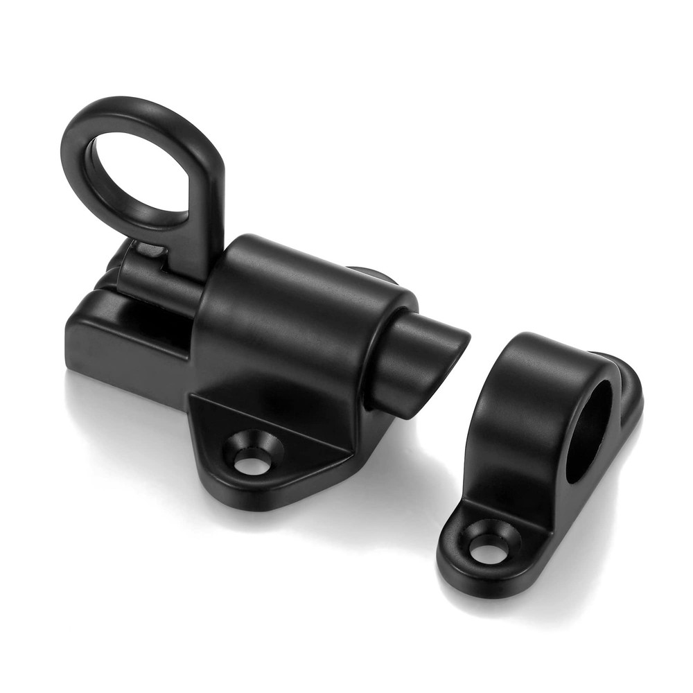2 Pack Spring Door Lock, Self Closing Cabinet Latch, Resilient Bolt, Black