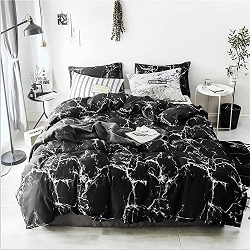 Bedding Set - Full 3 Pcs Comforter Set - Includes Full(80''*90'') Black Marble