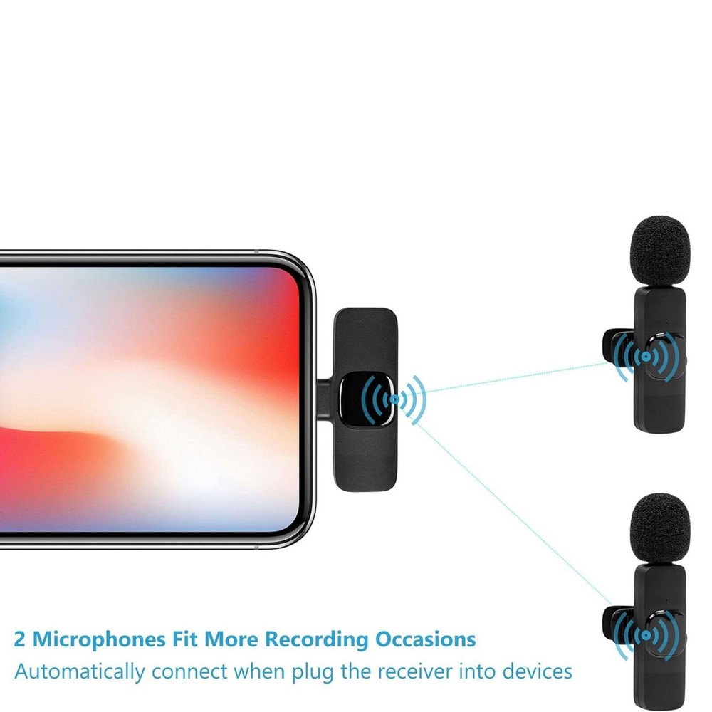 Lavalier Microphone Wireless Audio Video Recording Mini Mic For Android/iPhone