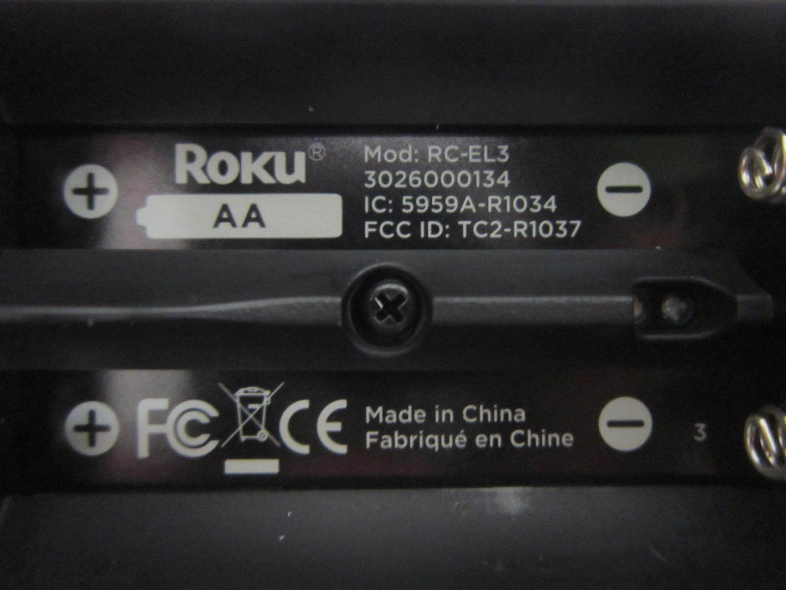 ROKU Brand TV Voice Remote W/ Headphone Jack Remote 3026000134 (RC-EL3) - USED