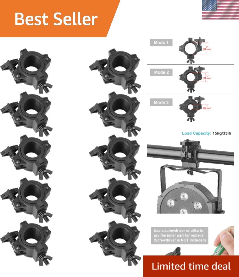 10-Pack Plastic Stage Lighting Clamps - Secure DJ Lighting for Versatile Use