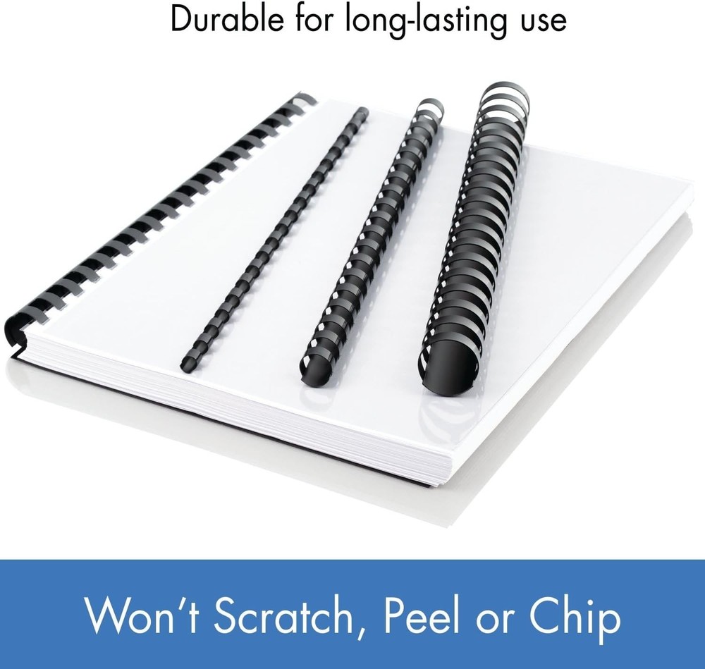 Effortless Document Binding with 1/4” Black CombBind Spines, 125 Durable Spines