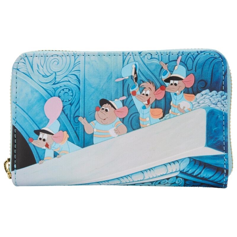 Loungefly Disney Cinderella Princess Scenes Jaq Gus & More Zip Around Wallet NWT