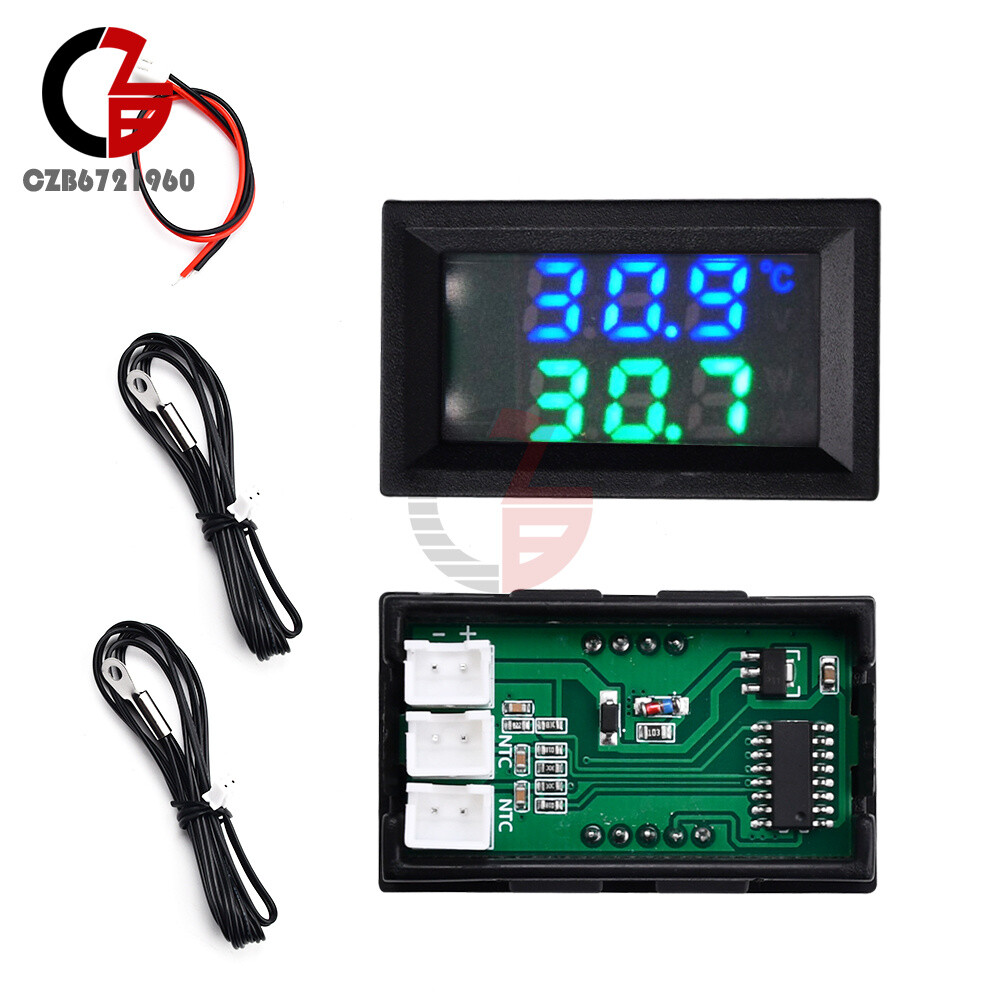 DC4~30V Thermometer Digital Temperature Sensor NTC Metal Sample Dual LED Display