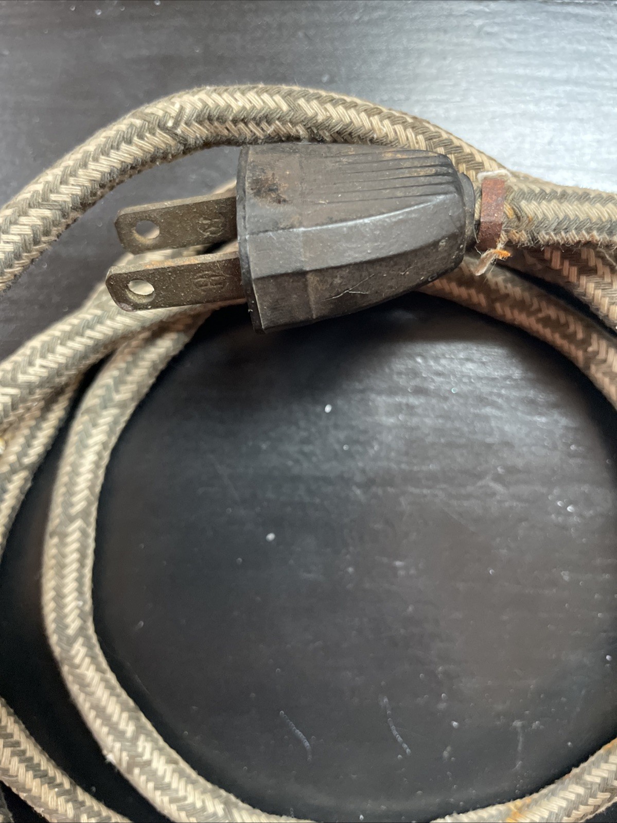 Two (2) 2-Prong Appliance Power Cords Spring Cloth Covered Bakelite Vintage