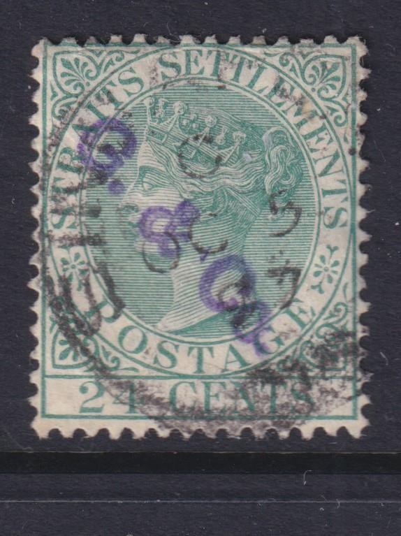 STRAITS SETTLEMENTS, 1884 CA, 24c. Green, used.