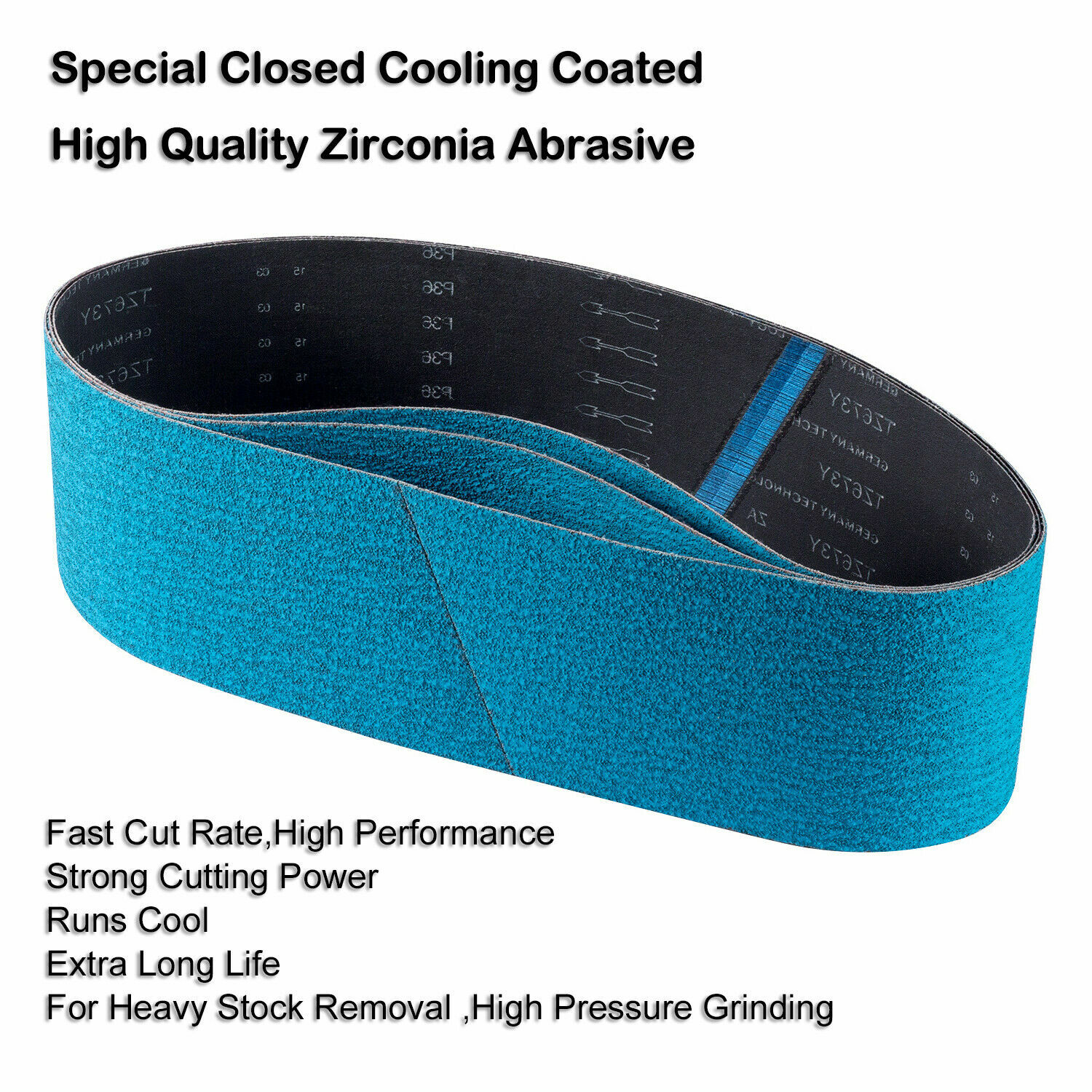 SATC PREMIUM 4 X 24 INCH BLUE ZIRCONIA SANDING BELTS 3 PACKS 120 GRIT FOR METAL