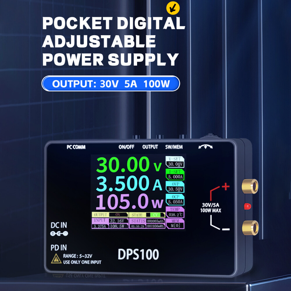 2.4in Screen Adjustable DC Current Power Supply 100W Regulated Power Supply